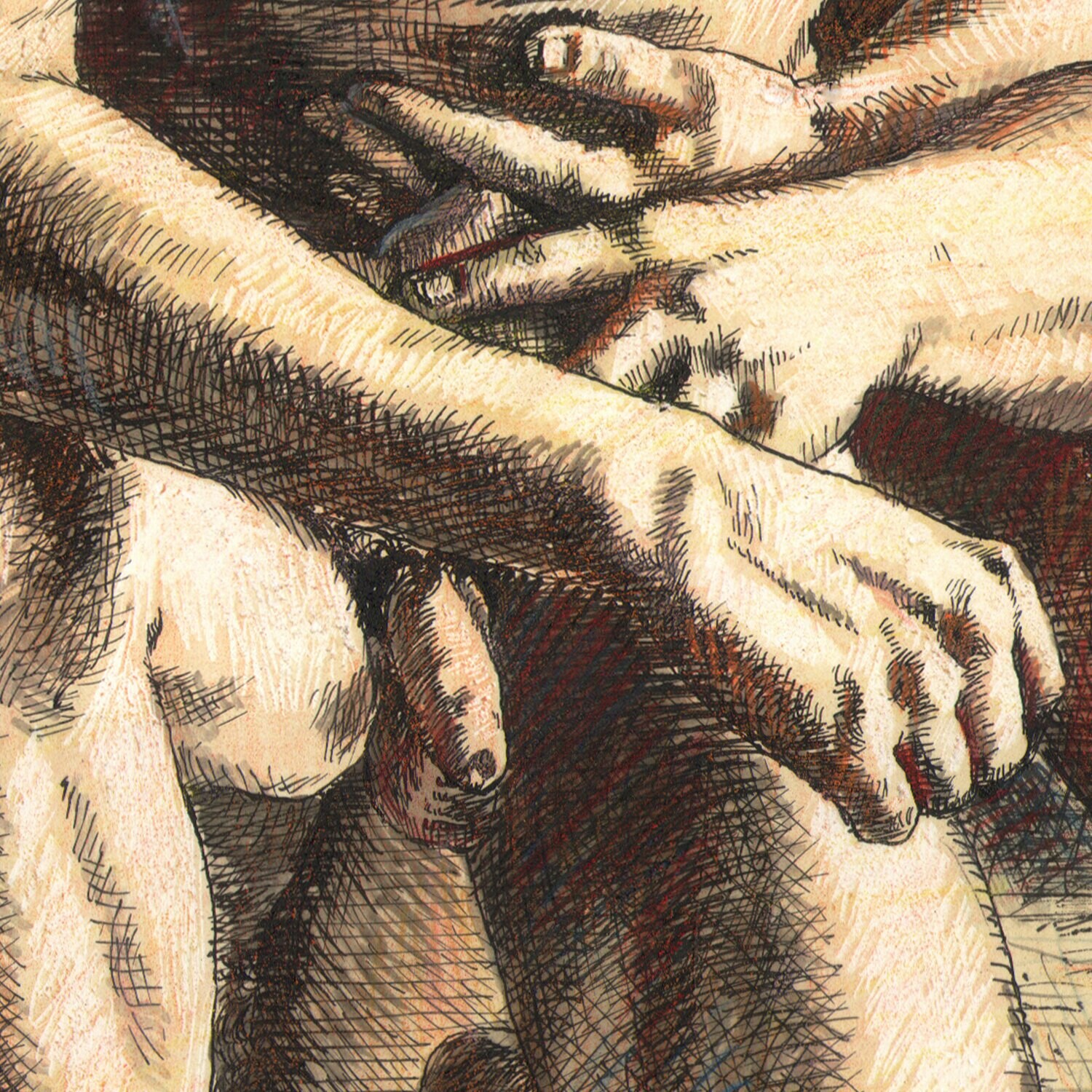 "Hold Back" Original Mixed-Media Work on Paper | Free Shipping Worldwide