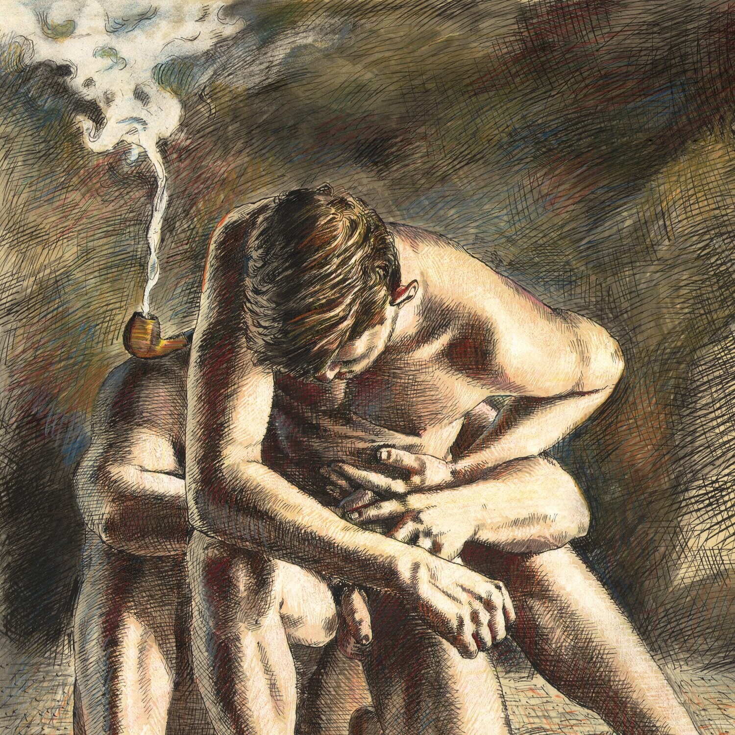 "Hold Back" Original Mixed-Media Work on Paper | Free Shipping Worldwide