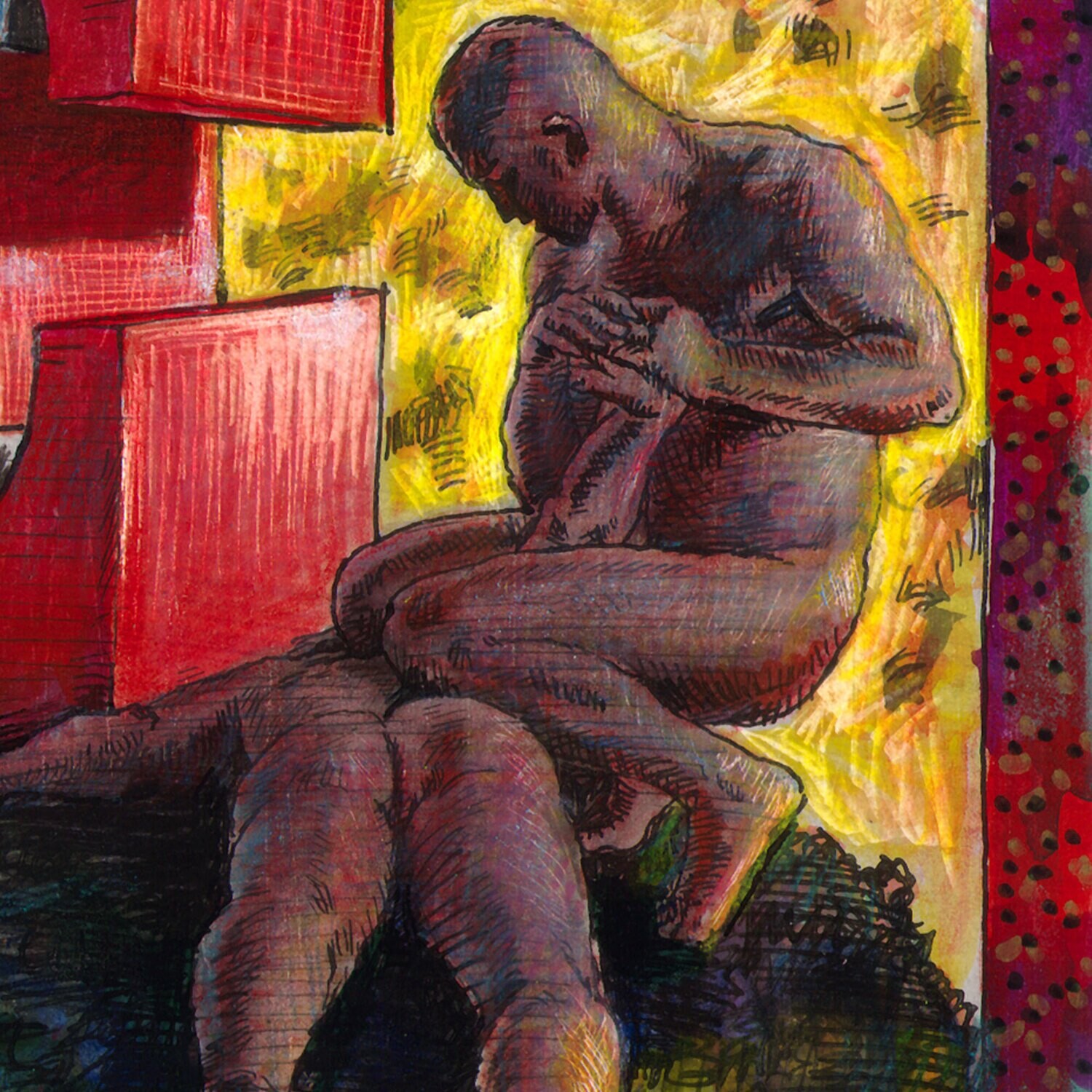 "The Witness" Original Mixed-Media Work on Paper | Free Shipping Worldwide