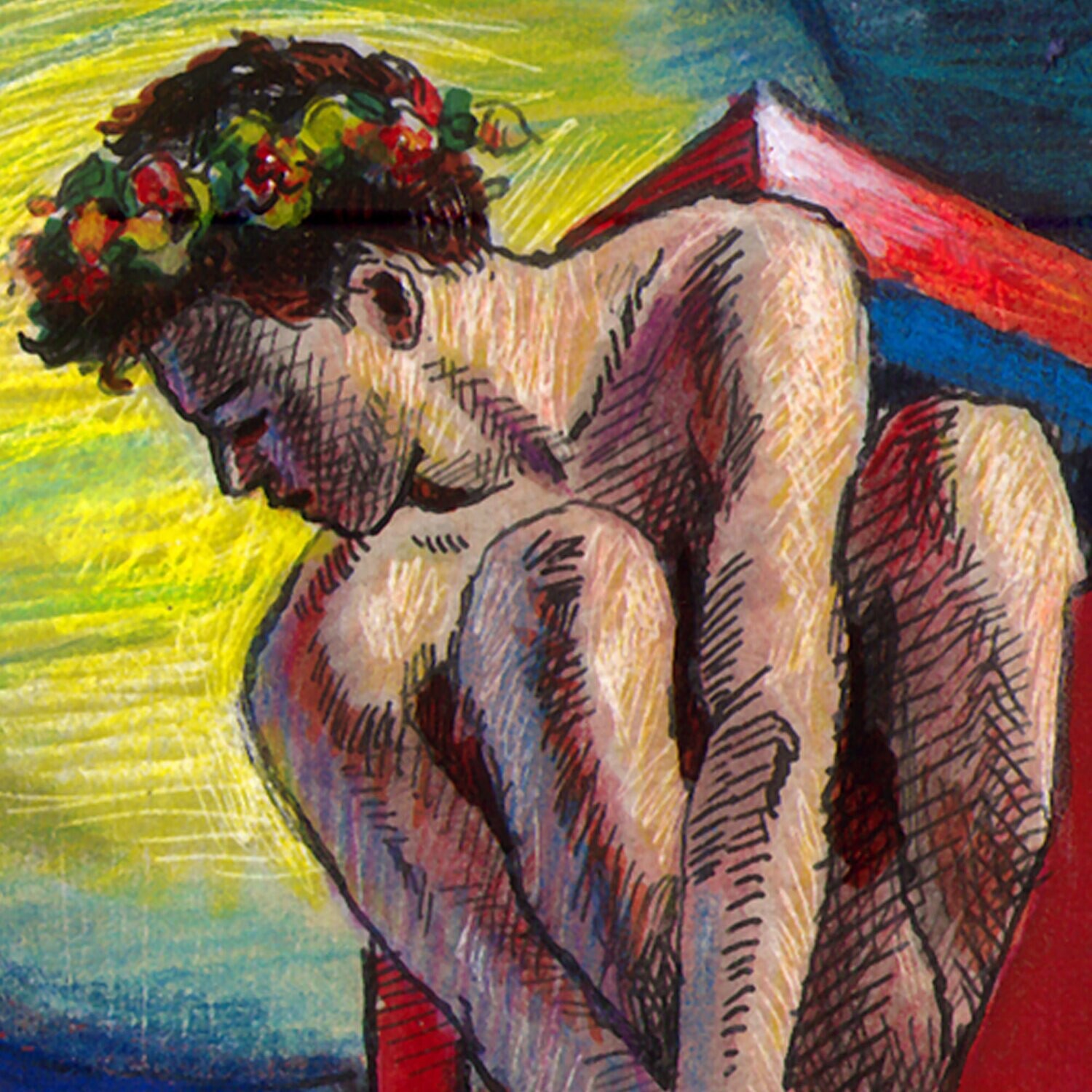 "The Witness" Original Mixed-Media Work on Paper | Free Shipping Worldwide