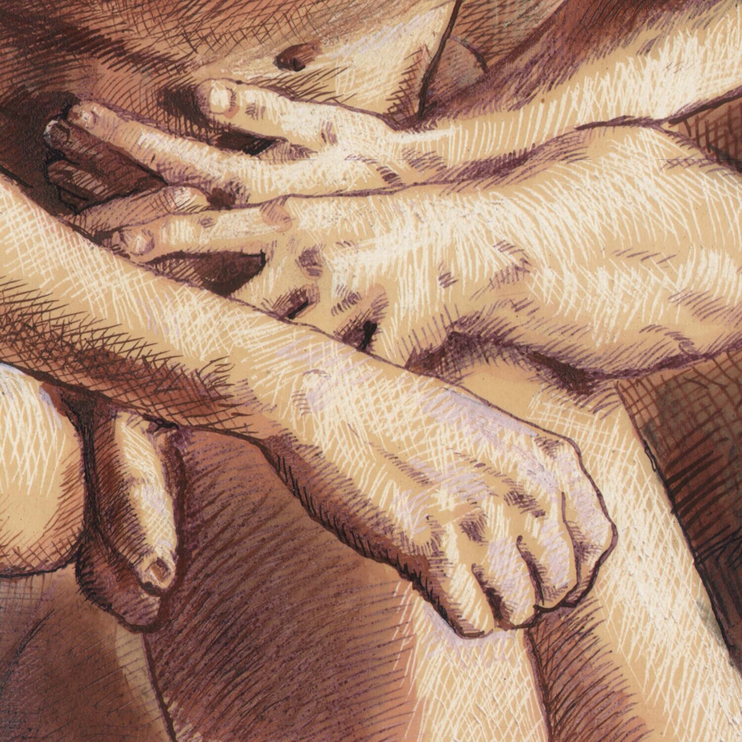 "The Protector" Original Mixed-Media Work on Paper | Free Shipping Worldwide
