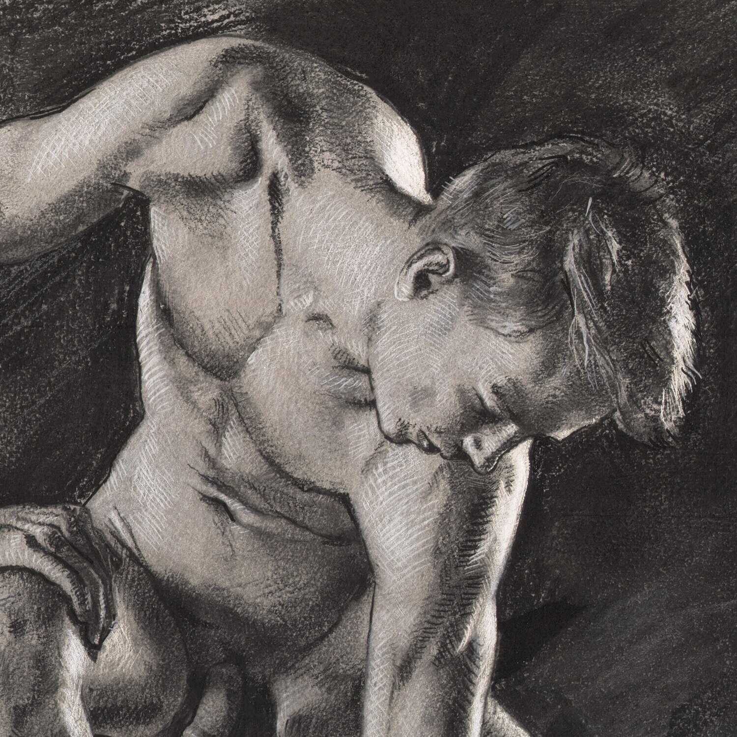 Male Nude | Original Grisaille Work on Paper | Free Shipping Worldwide