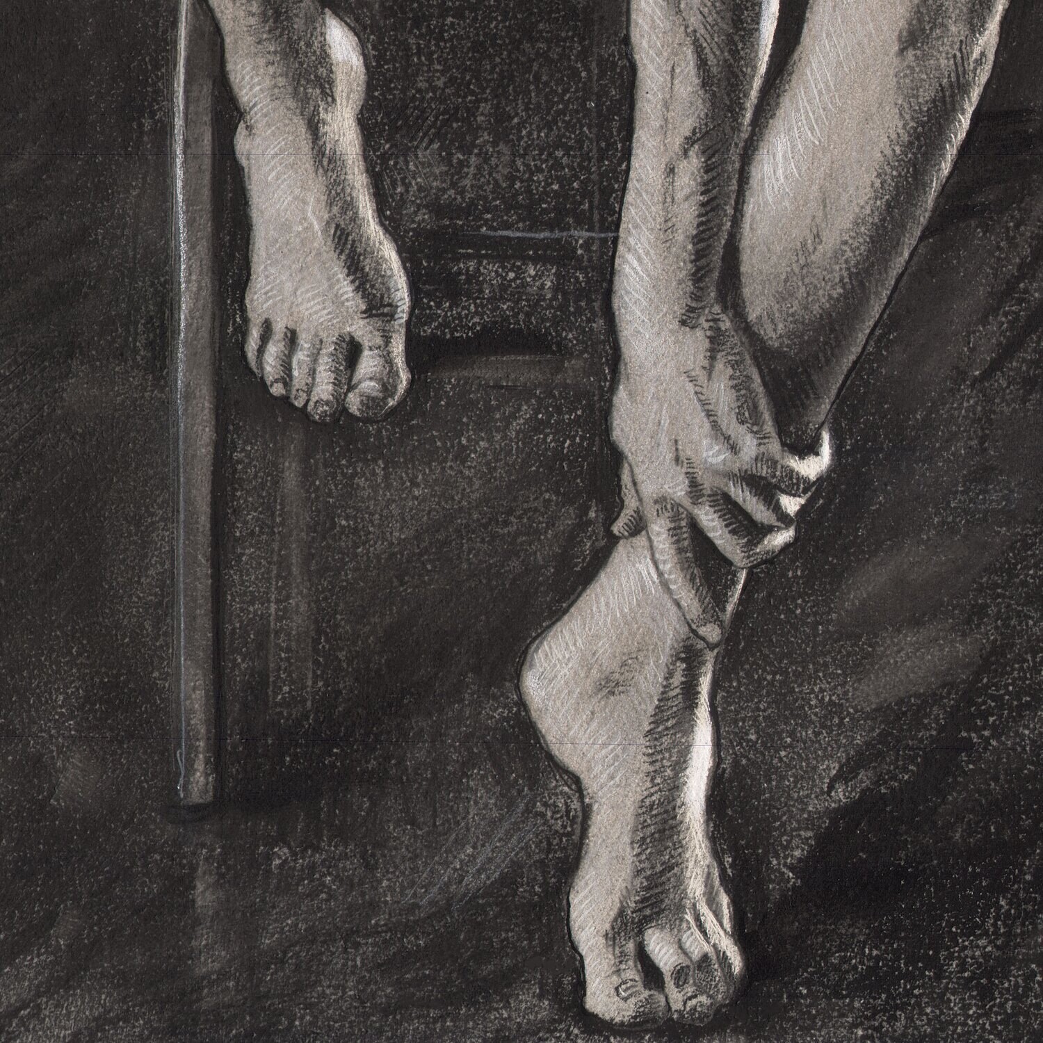 Male Nude | Original Grisaille Work on Paper | Free Shipping Worldwide