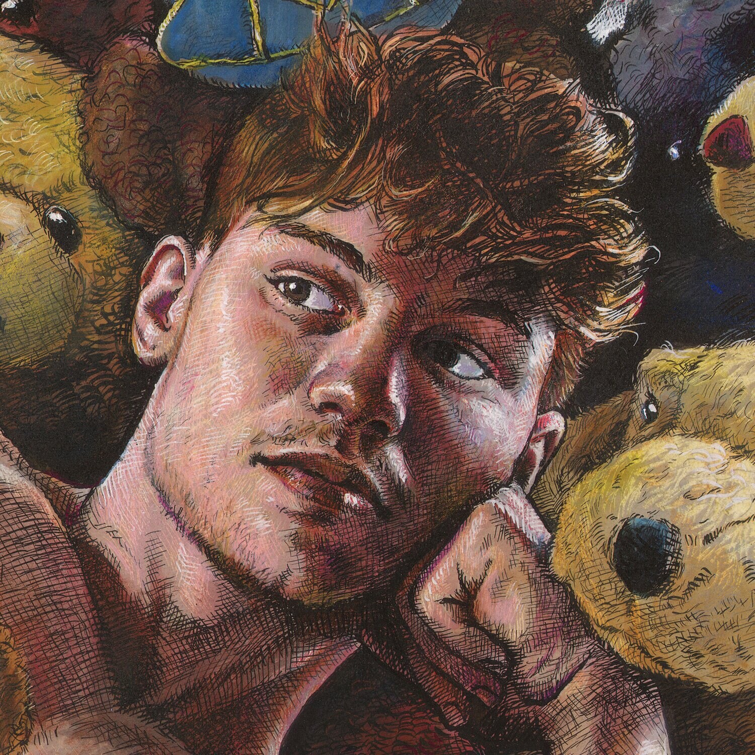 "The Selfie" Original Mixed-Media Work on Paper | Free Shipping Worldwide
