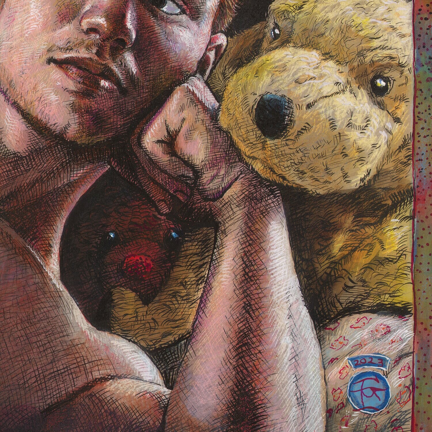 "The Selfie" Original Mixed-Media Work on Paper | Free Shipping Worldwide
