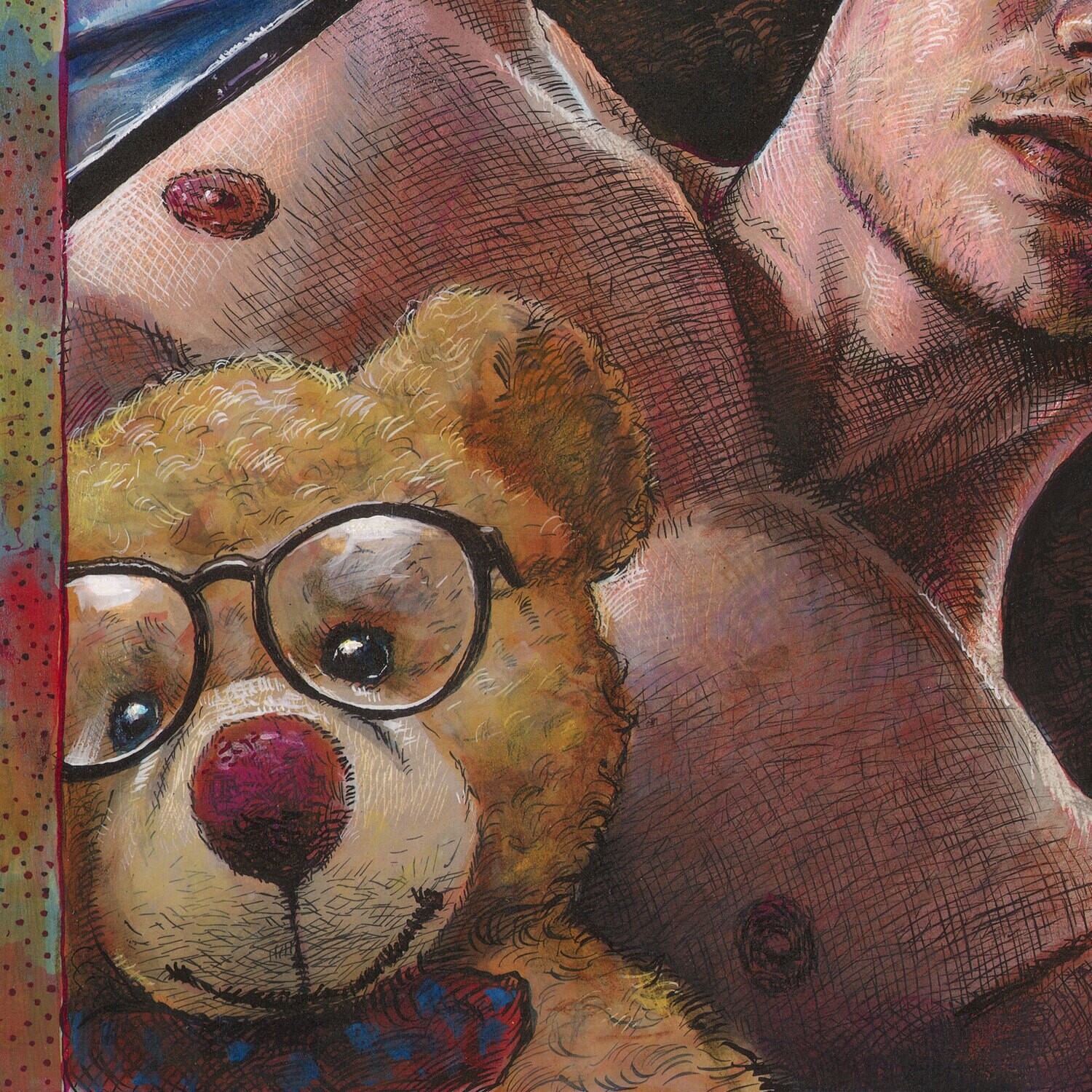 "The Selfie" Original Mixed-Media Work on Paper | Free Shipping Worldwide