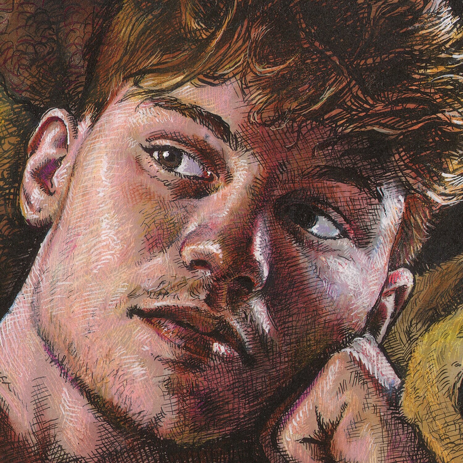 "The Selfie" Original Mixed-Media Work on Paper | Free Shipping Worldwide