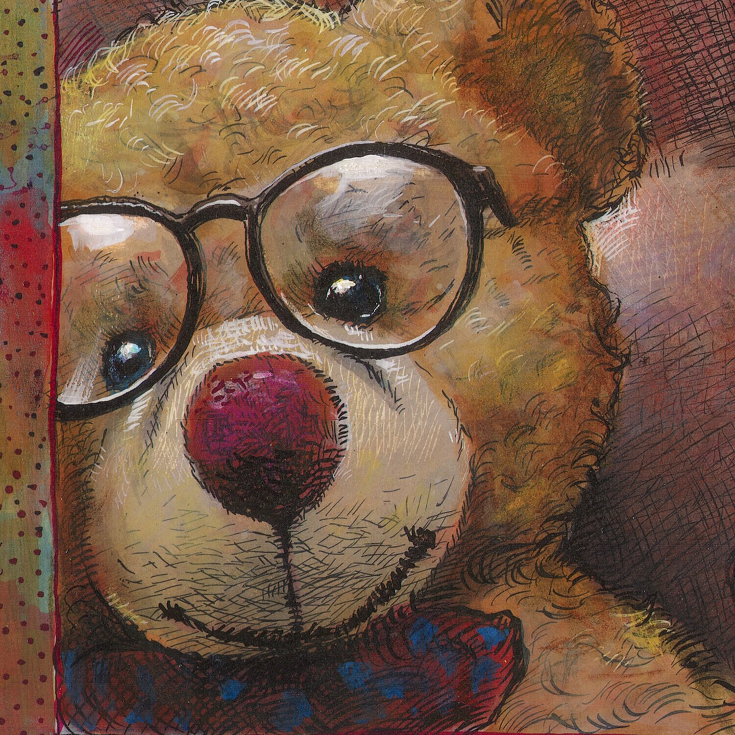 "The Selfie" Original Mixed-Media Work on Paper | Free Shipping Worldwide
