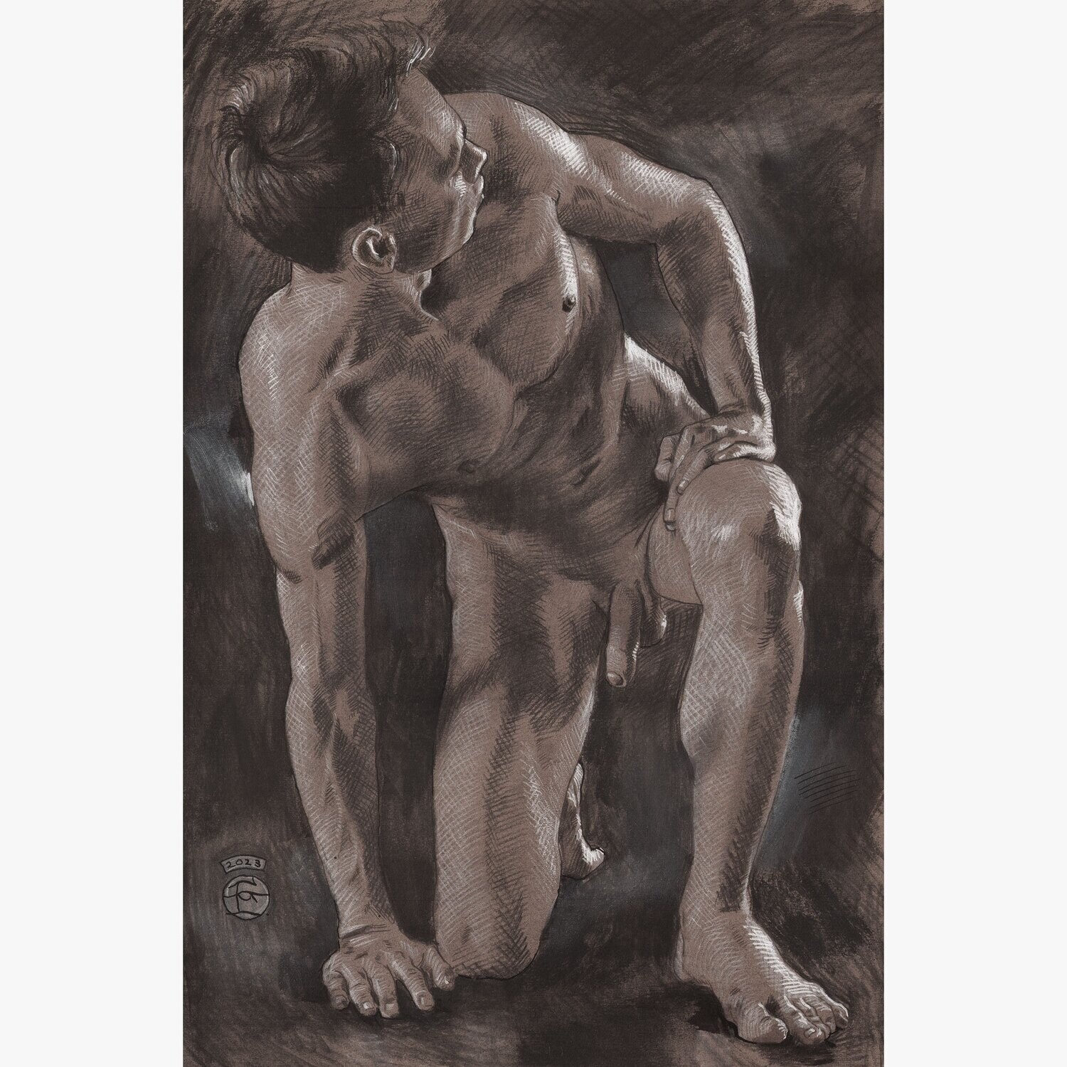 &quot;Look Back&quot; | Original Grisaille Work on Paper | Free Shipping Worldwide