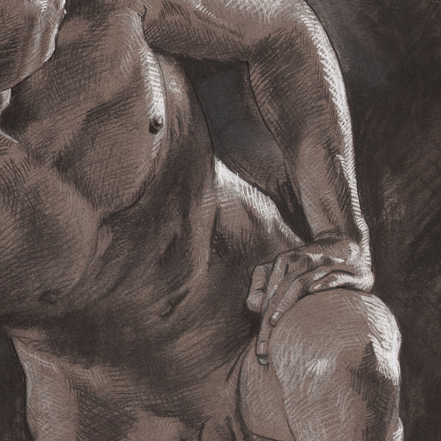"Look Back" | Original Grisaille Work on Paper | Free Shipping Worldwide