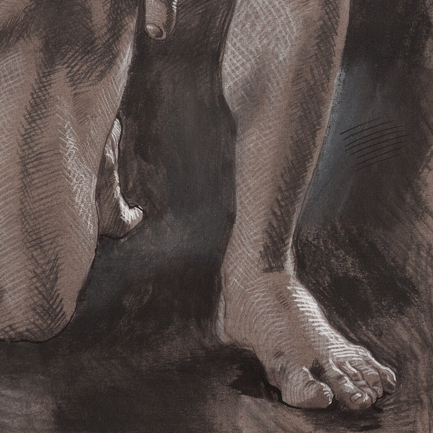 "Look Back" | Original Grisaille Work on Paper | Free Shipping Worldwide