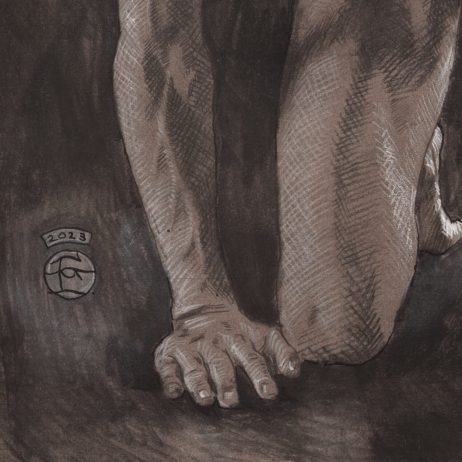 "Look Back" | Original Grisaille Work on Paper | Free Shipping Worldwide
