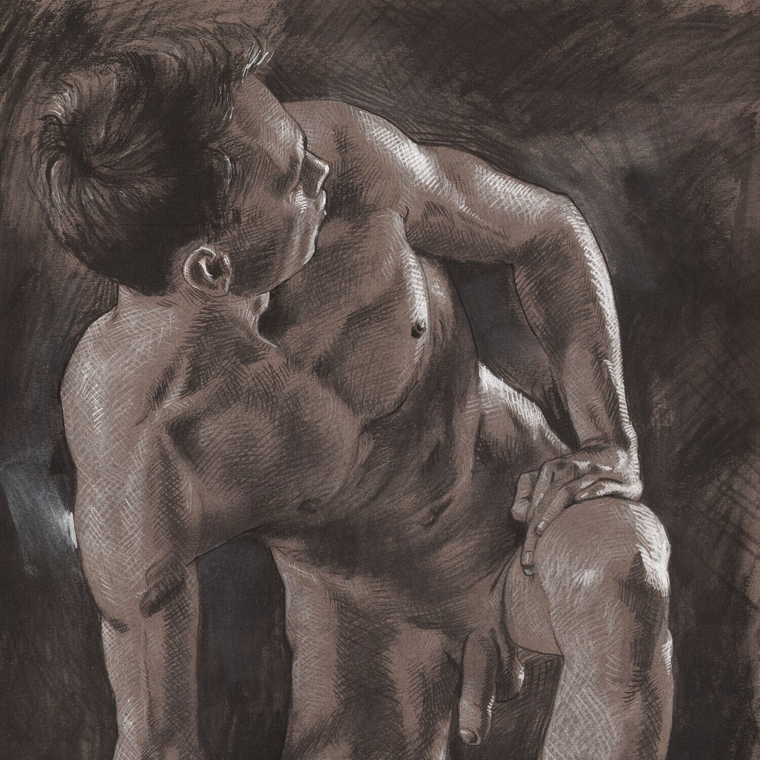 "Look Back" | Original Grisaille Work on Paper | Free Shipping Worldwide