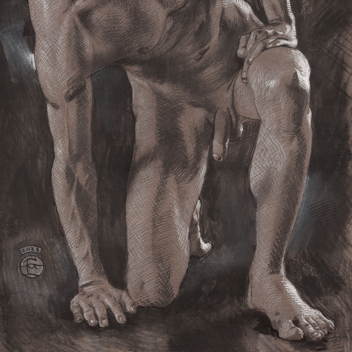 "Look Back" | Original Grisaille Work on Paper | Free Shipping Worldwide
