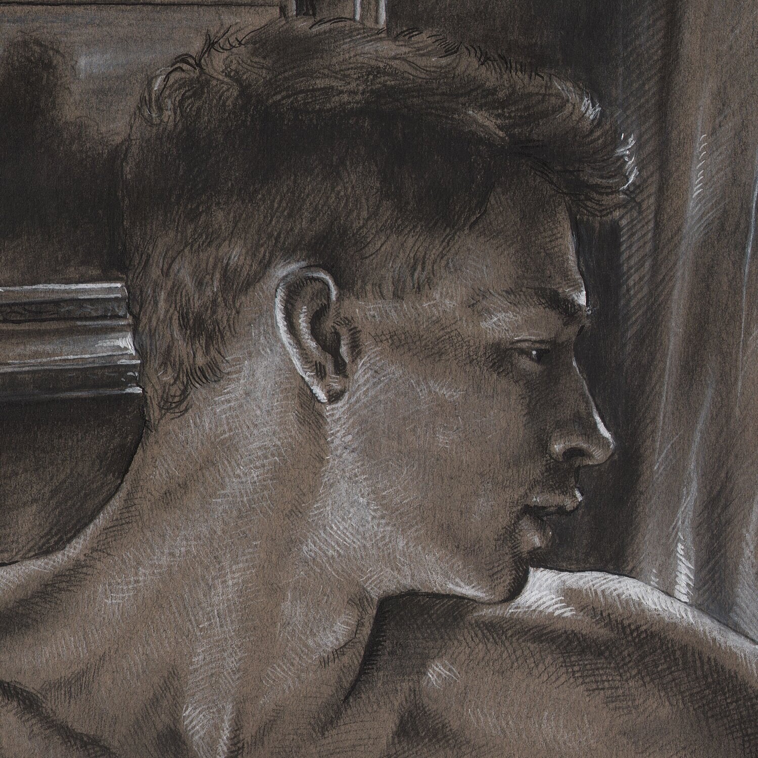 "Room for One" | Original Grisaille Work on Paper | Free Shipping Worldwide