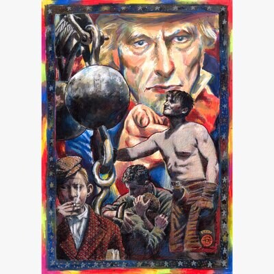 "On the Hook" Original Mixed-Media Work on Paper | Free Shipping Worldwide