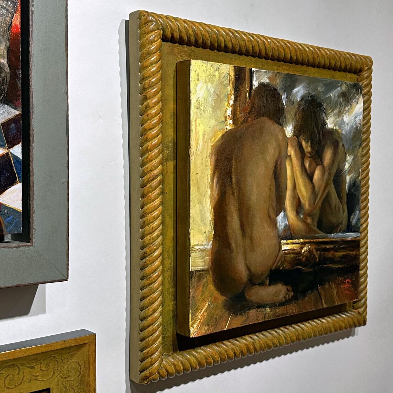 "Inside, Looking In" Original Oil on Panel with Artist's Handmade Frame | Free Shipping Worldwide