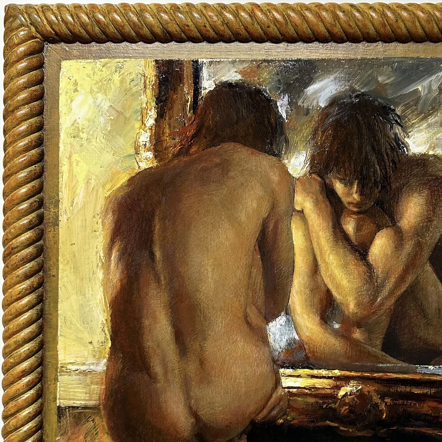 "Inside, Looking In" Original Oil on Panel with Artist's Handmade Frame | Free Shipping Worldwide