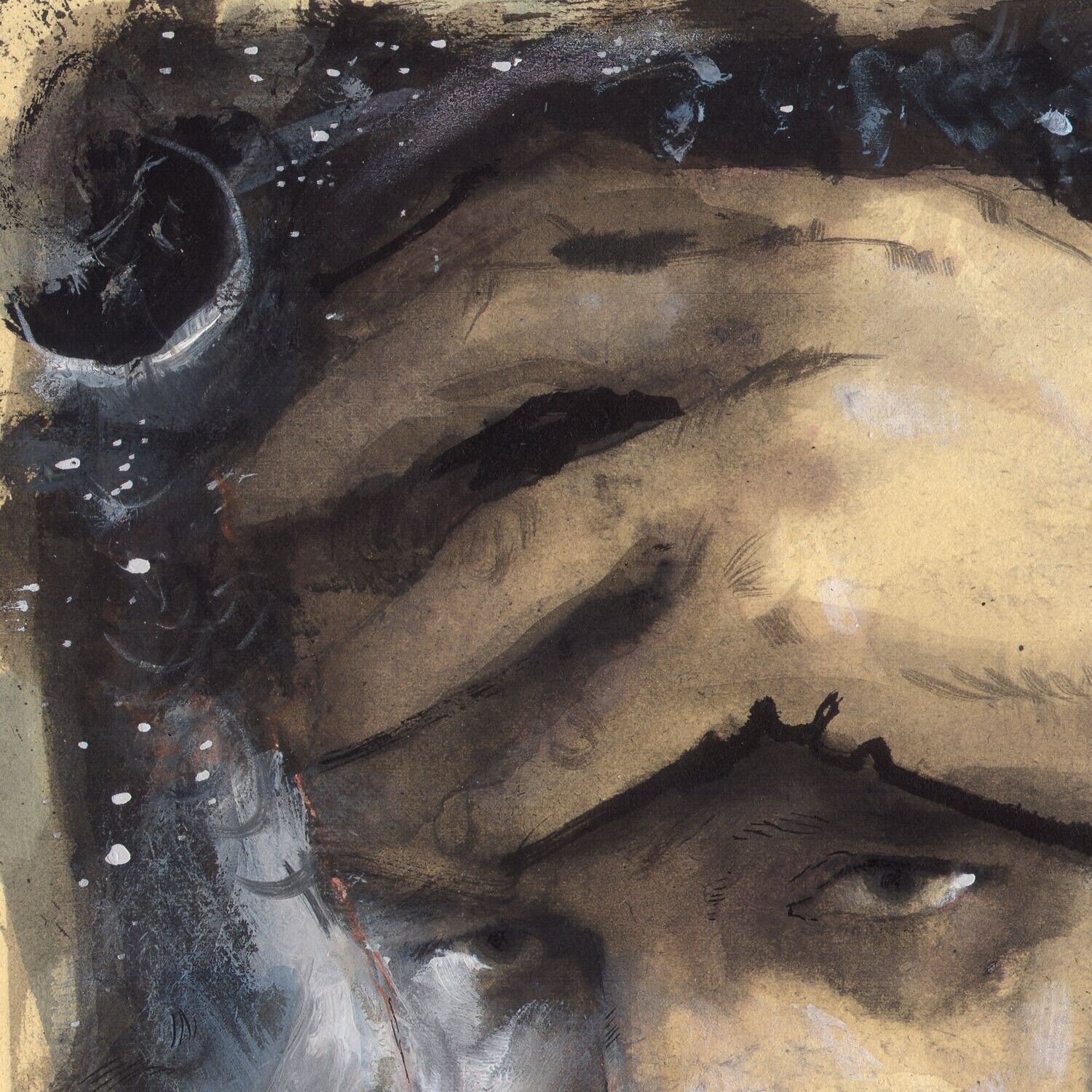"Sleepless Self-Portrait, Angry in 2023" Original Work on Paper | Free Shipping Worldwide