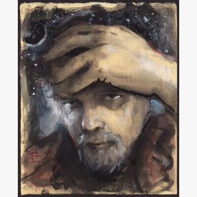 &quot;Sleepless Self-Portrait, Angry in 2023&quot; Original Work on Paper | Free Shipping Worldwide