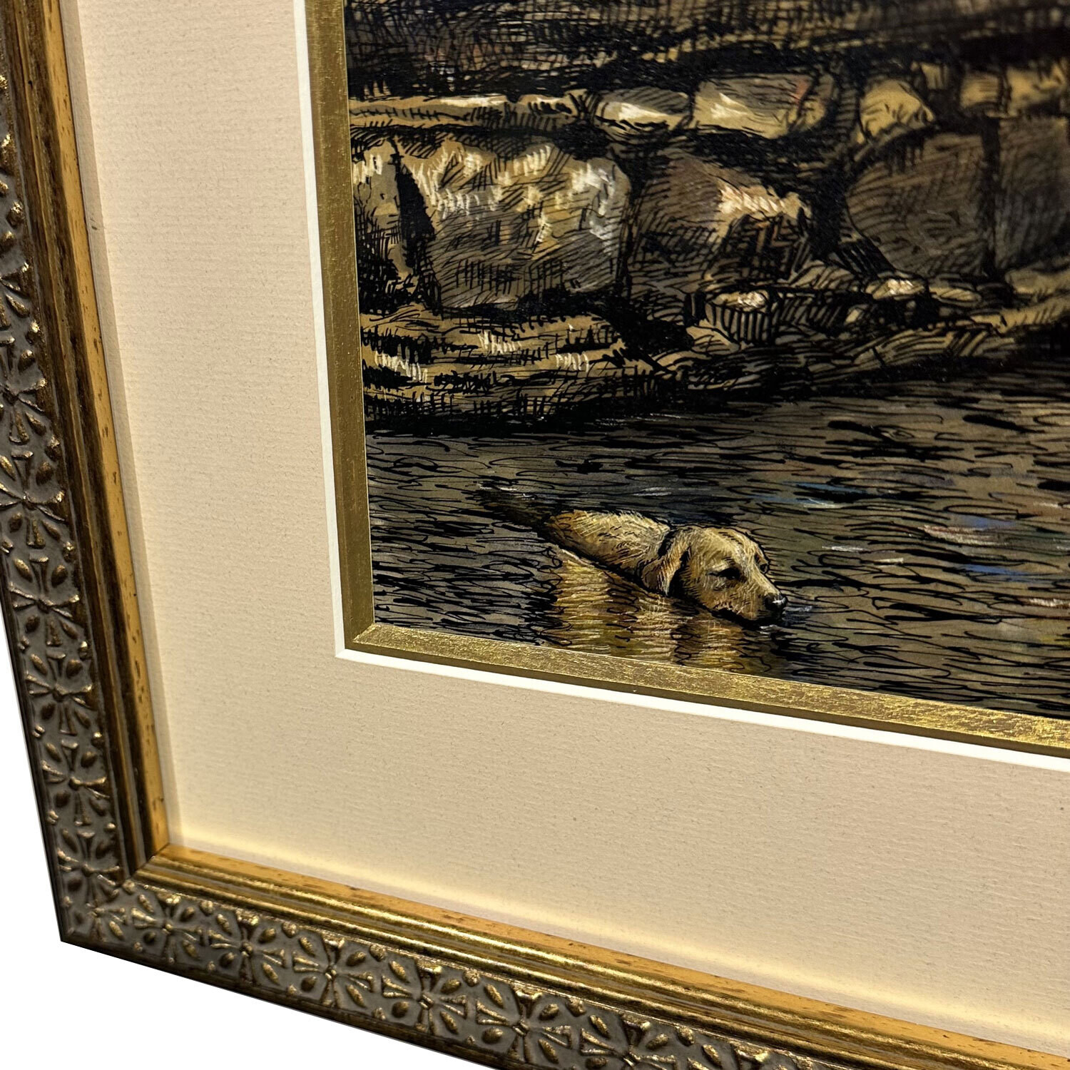 "Helping Hands" Original Framed Mixed-Media Work on Paper | Free Shipping Worldwide