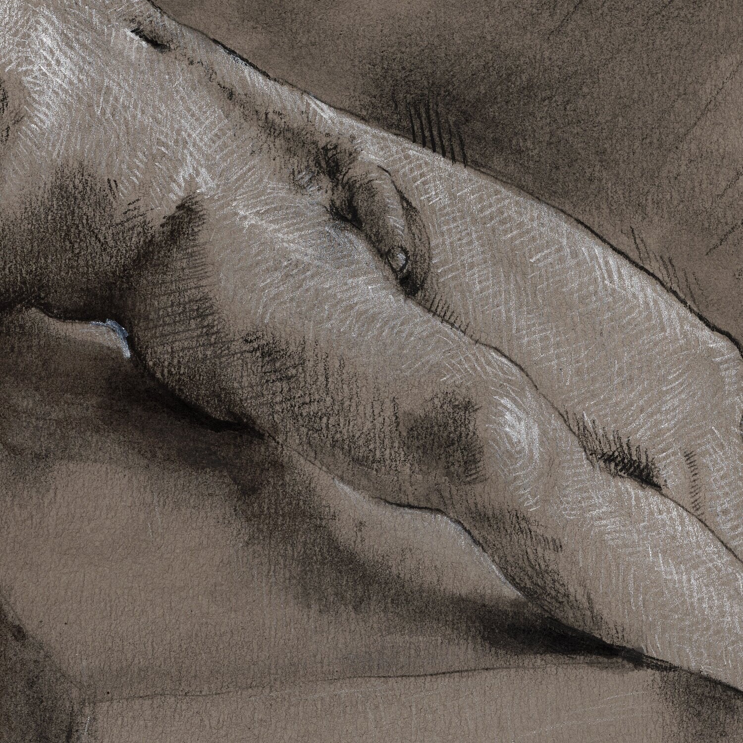 Untitled (Reclining Male Nude) | Original Grisaille Work on Paper | Free Shipping Worldwide