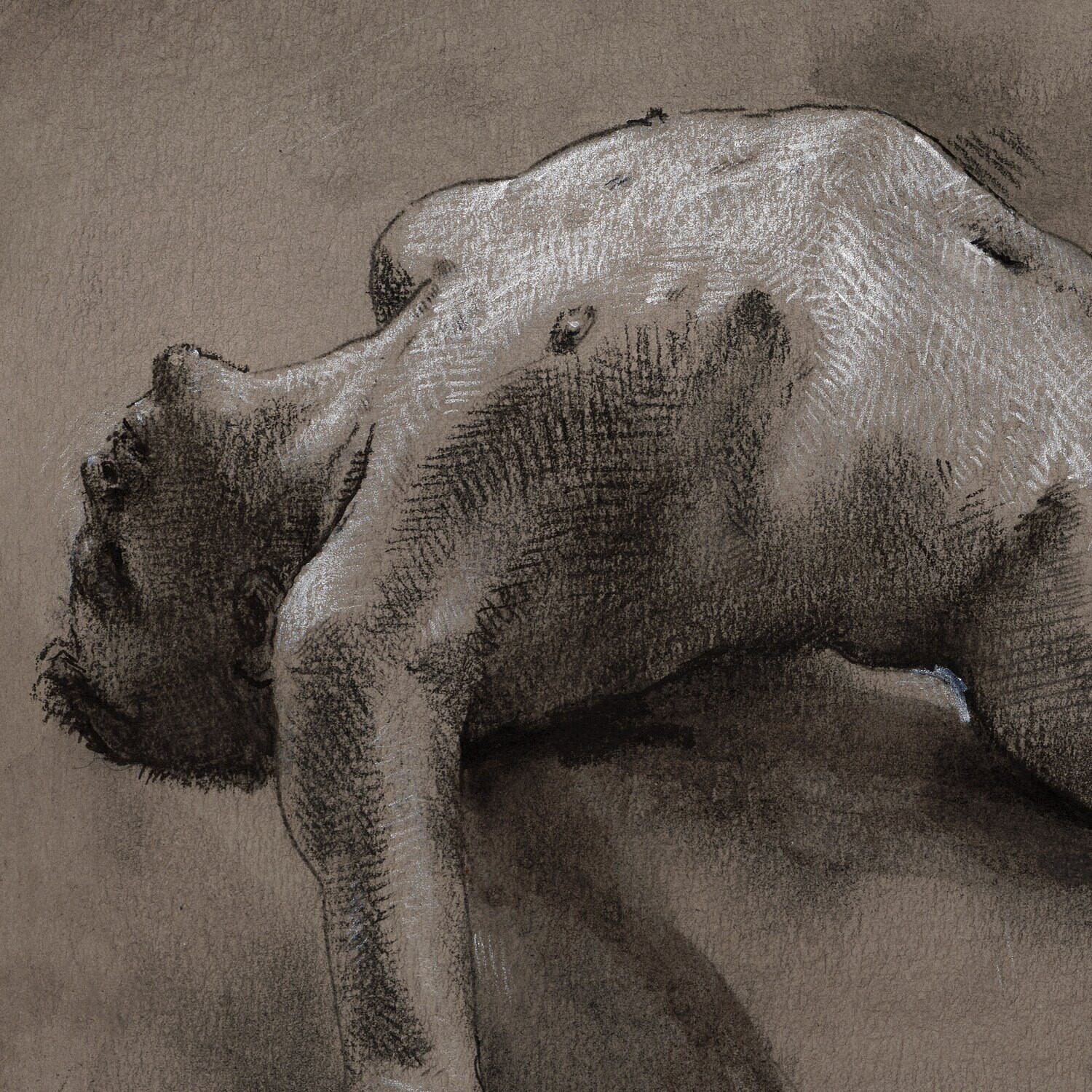 Untitled (Reclining Male Nude) | Original Grisaille Work on Paper | Free Shipping Worldwide