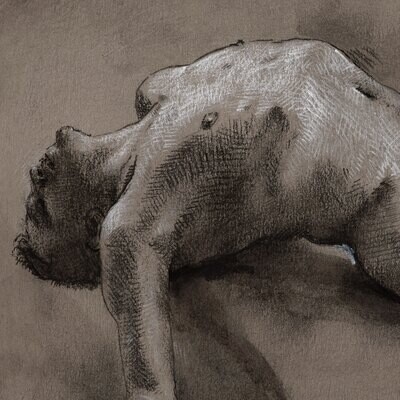 Untitled (Reclining Male Nude) | Original Grisaille Work on Paper | Free Shipping Worldwide