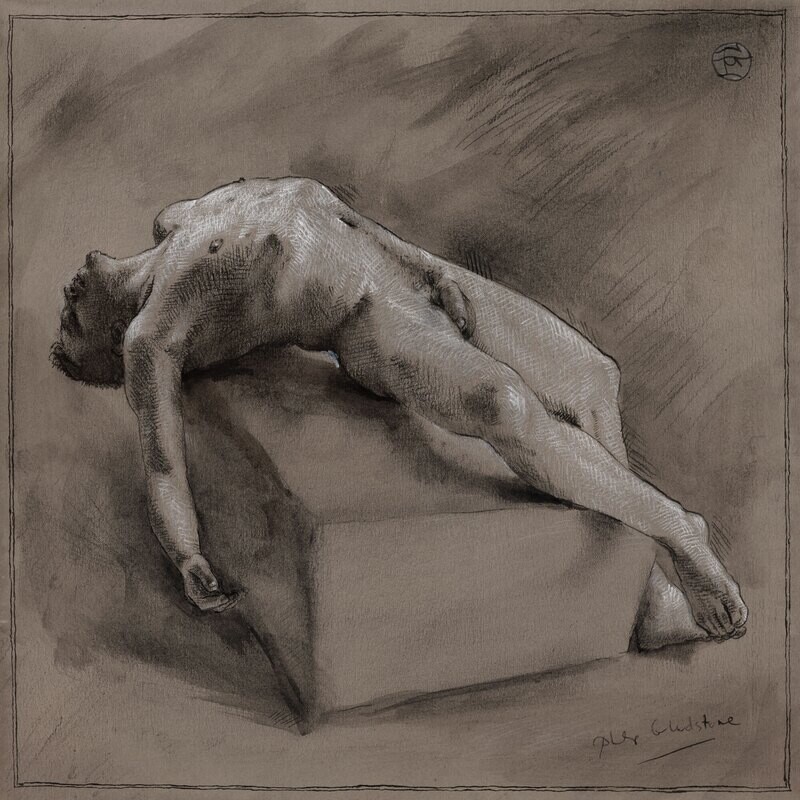 Untitled (Reclining Male Nude) | Original Grisaille Work on Paper | Free Shipping Worldwide