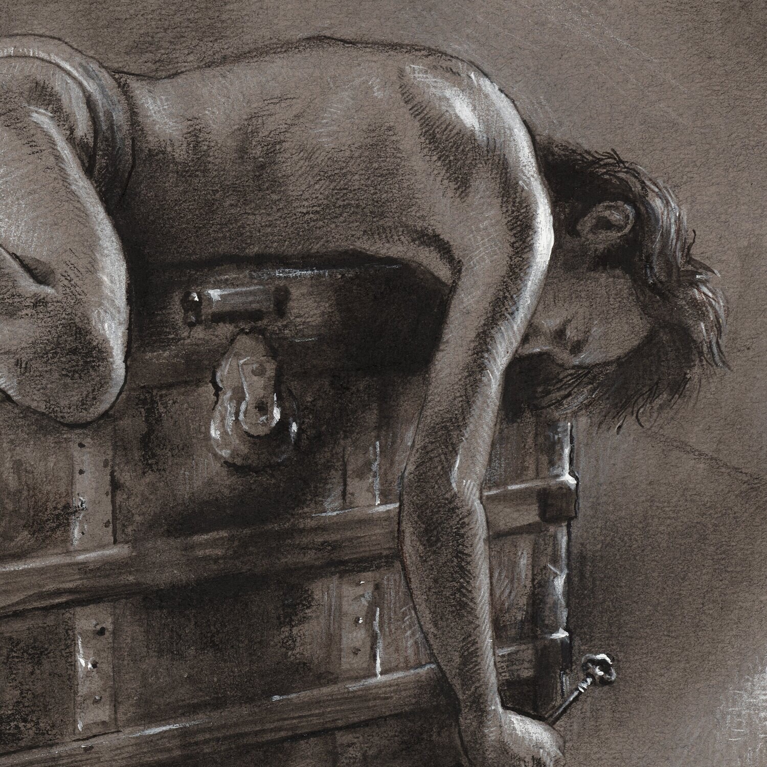 "Locked" | Original Grisaille Work on Paper | Free Shipping Worldwide