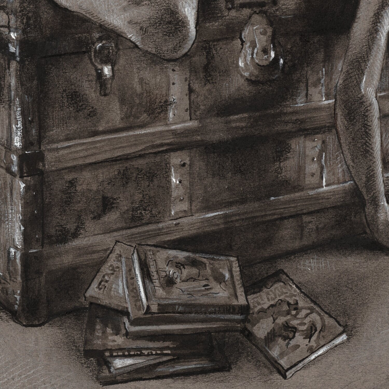 "Locked" | Original Grisaille Work on Paper | Free Shipping Worldwide