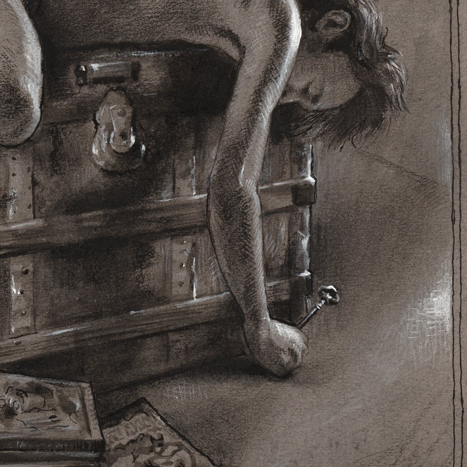 "Locked" | Original Grisaille Work on Paper | Free Shipping Worldwide