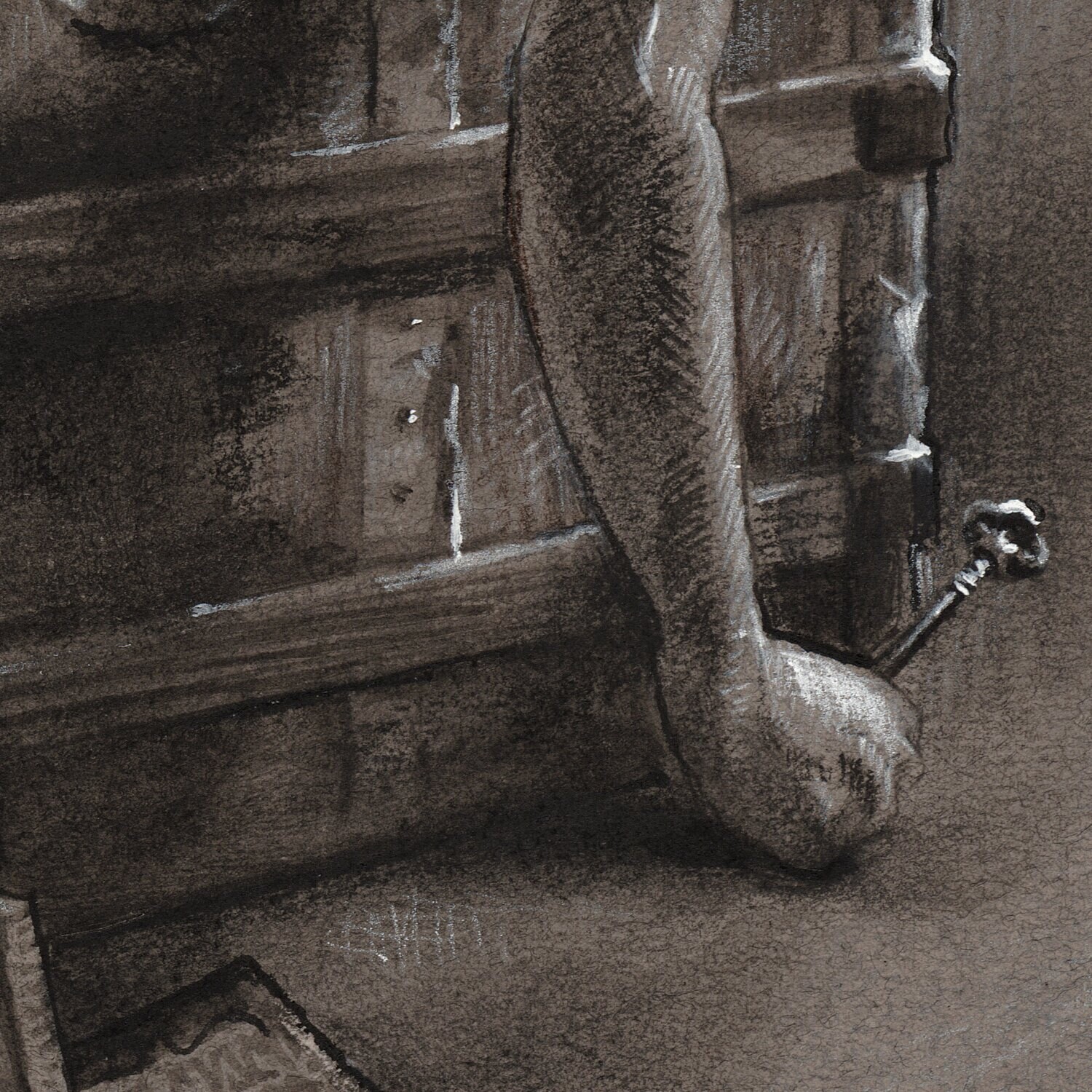 "Locked" | Original Grisaille Work on Paper | Free Shipping Worldwide