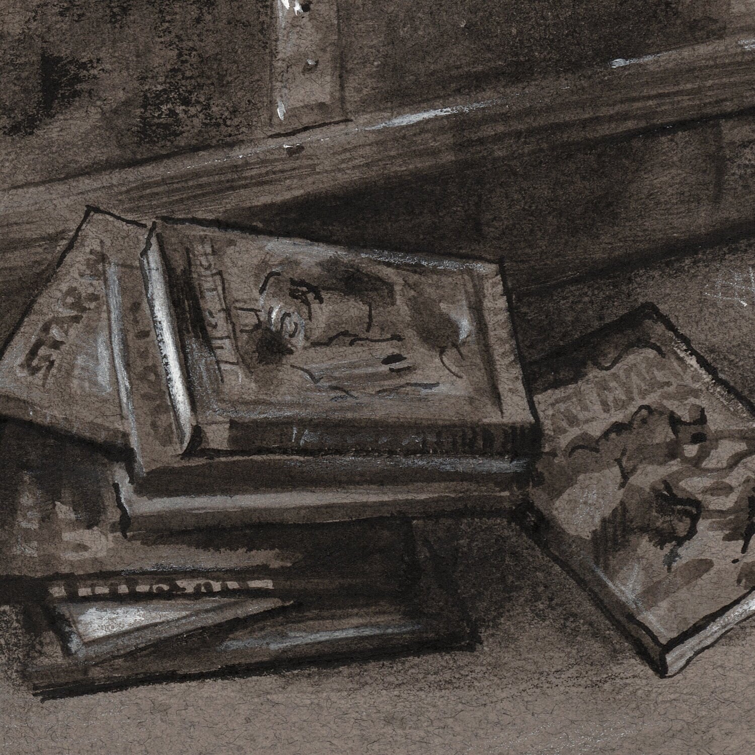 "Locked" | Original Grisaille Work on Paper | Free Shipping Worldwide