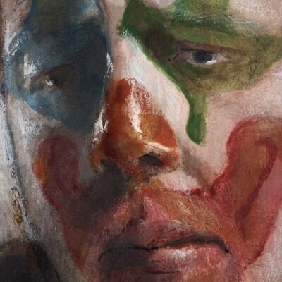 "Self-Portrait Crawling Toward the Finish Line in 2023" Original Work on Paper | Free Shipping Worldwide