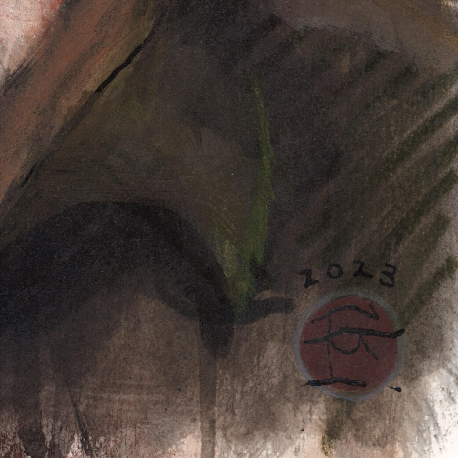"Self-Portrait Crawling Toward the Finish Line in 2023" Original Work on Paper | Free Shipping Worldwide