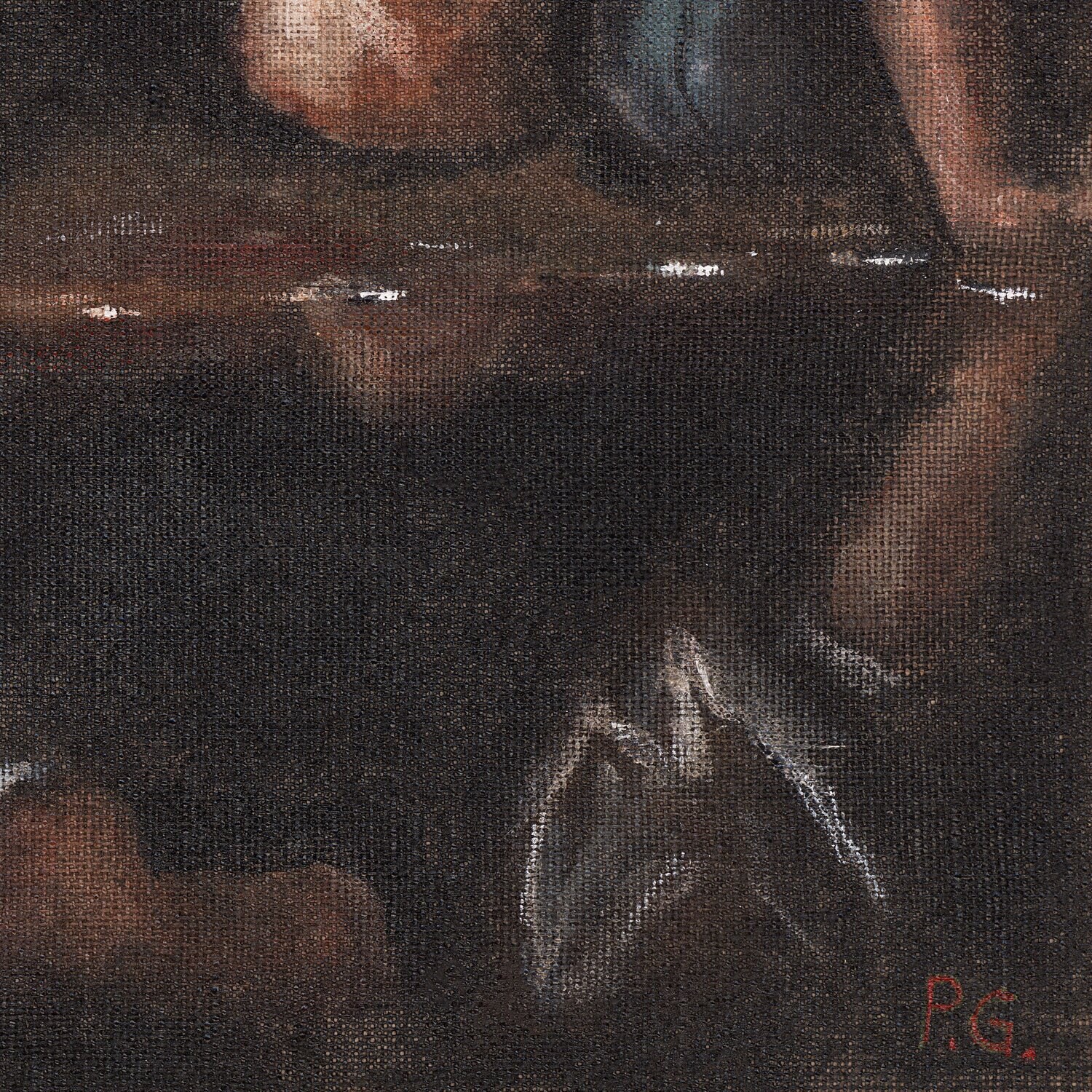 "Narcissus" (Study after Caravaggio) Original Watercolor on Linen