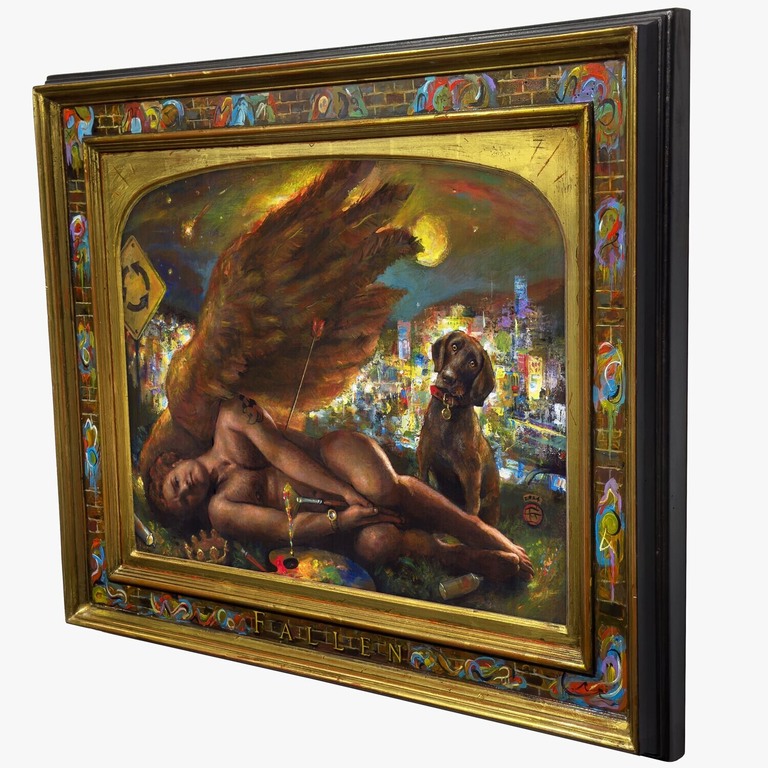 "Fallen" Original Painting with Artist's Integral Frame | Free Shipping Worldwide