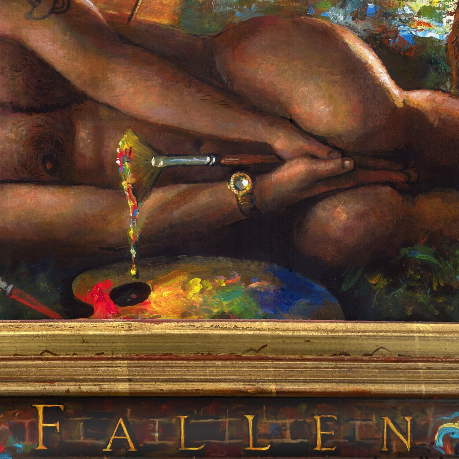 "Fallen" Original Painting with Artist's Integral Frame | Free Shipping Worldwide