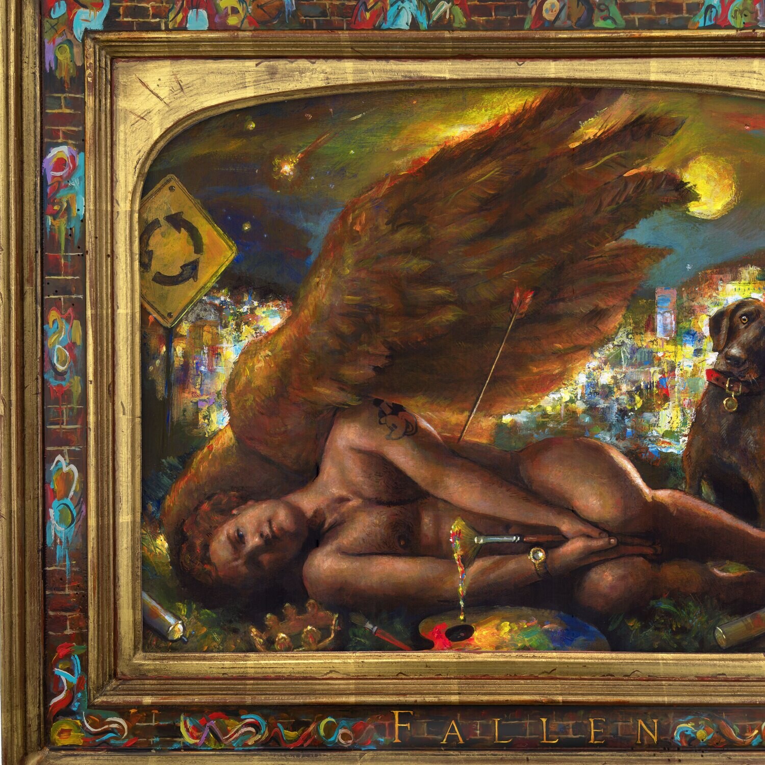 "Fallen" Original Painting with Artist's Integral Frame | Free Shipping Worldwide