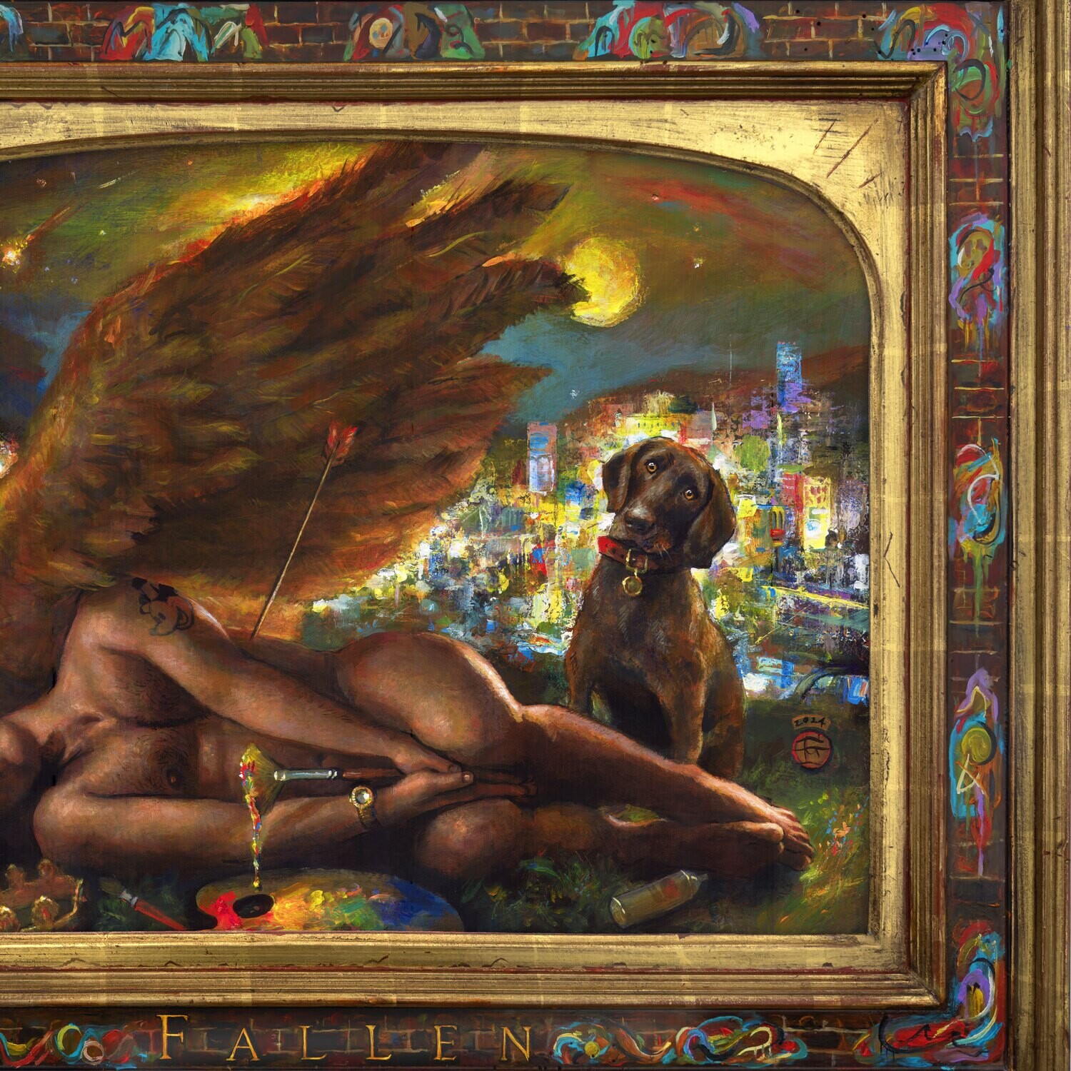 "Fallen" Original Painting with Artist's Integral Frame | Free Shipping Worldwide