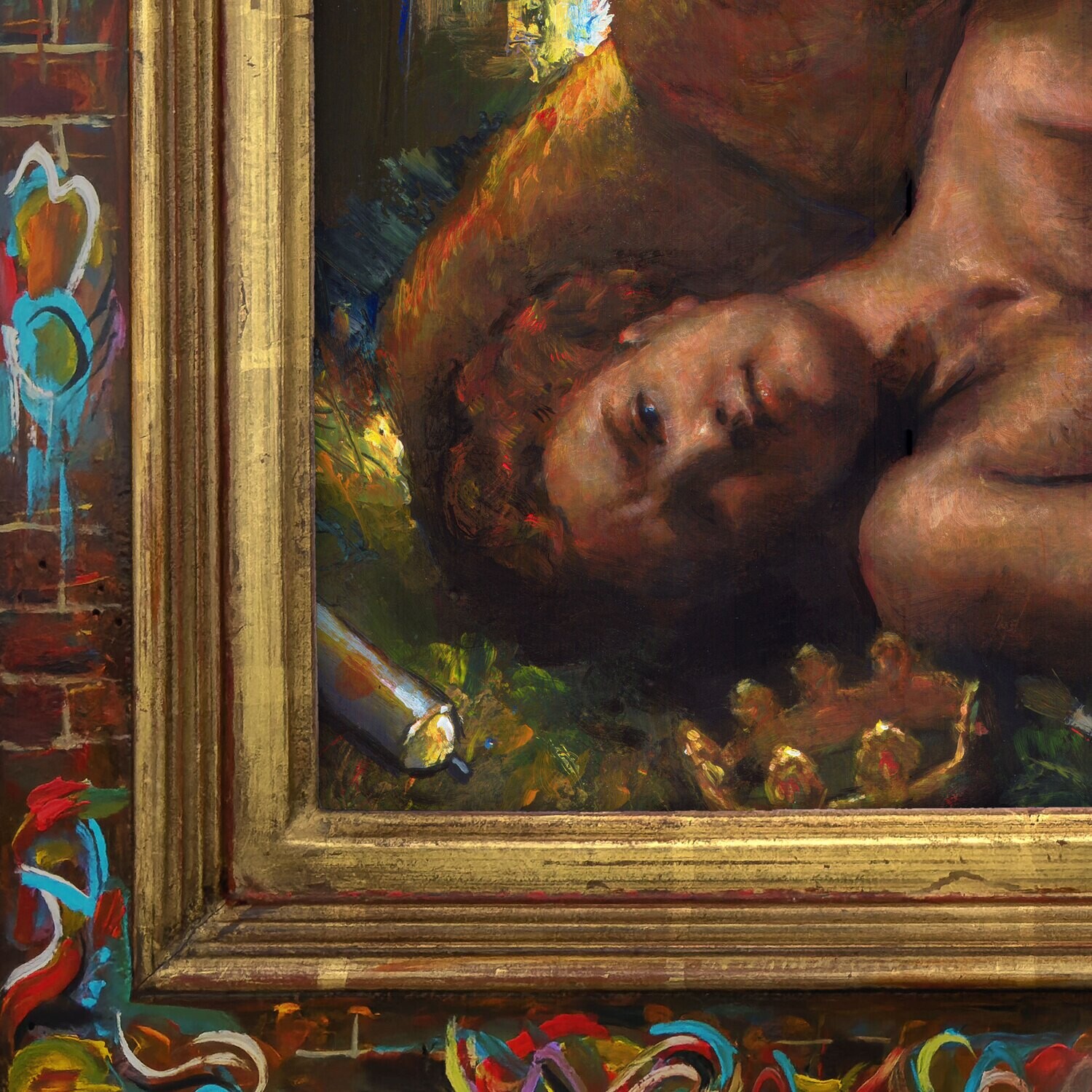 "Fallen" Original Painting with Artist's Integral Frame | Free Shipping Worldwide