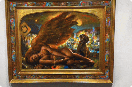 "Fallen" Original Painting with Artist's Integral Frame | Free Shipping Worldwide