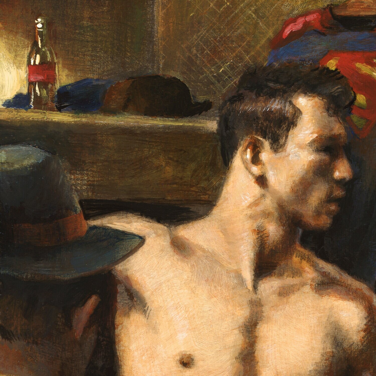 "Interview in the Locker Room" Original Painting on Panel | Free Shipping Worldwide