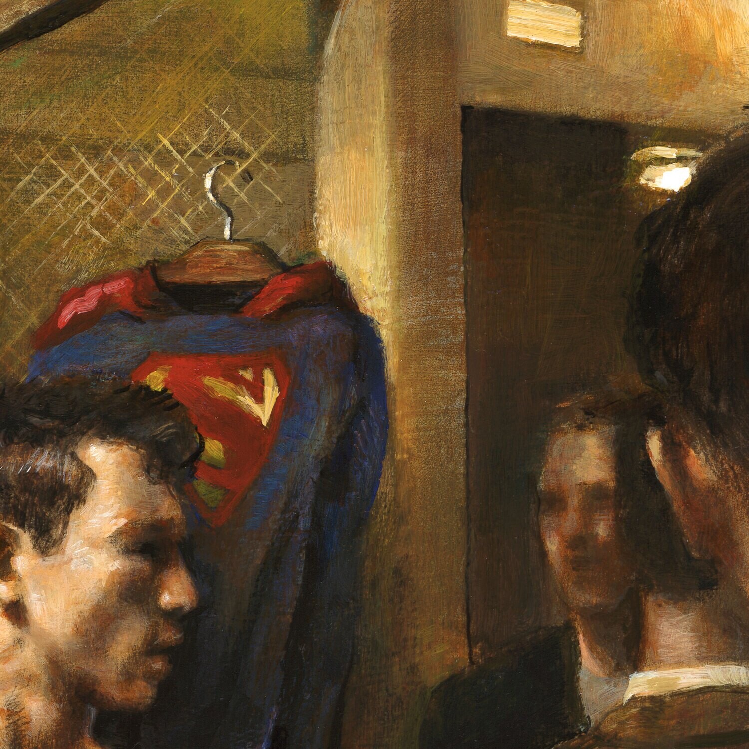 "Interview in the Locker Room" Original Painting on Panel | Free Shipping Worldwide