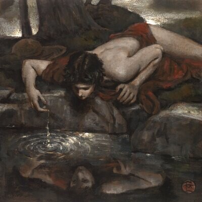&quot;Narcissus&quot; (after Waterhouse) Original Painting on Panel | Free Shipping Worldwide
