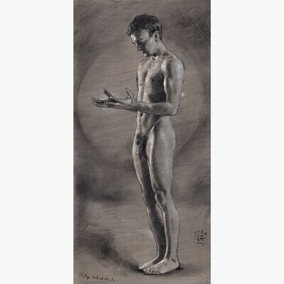 &quot;The Ponderer&quot; | Original Grisaille Work on Paper | Free Shipping Worldwide