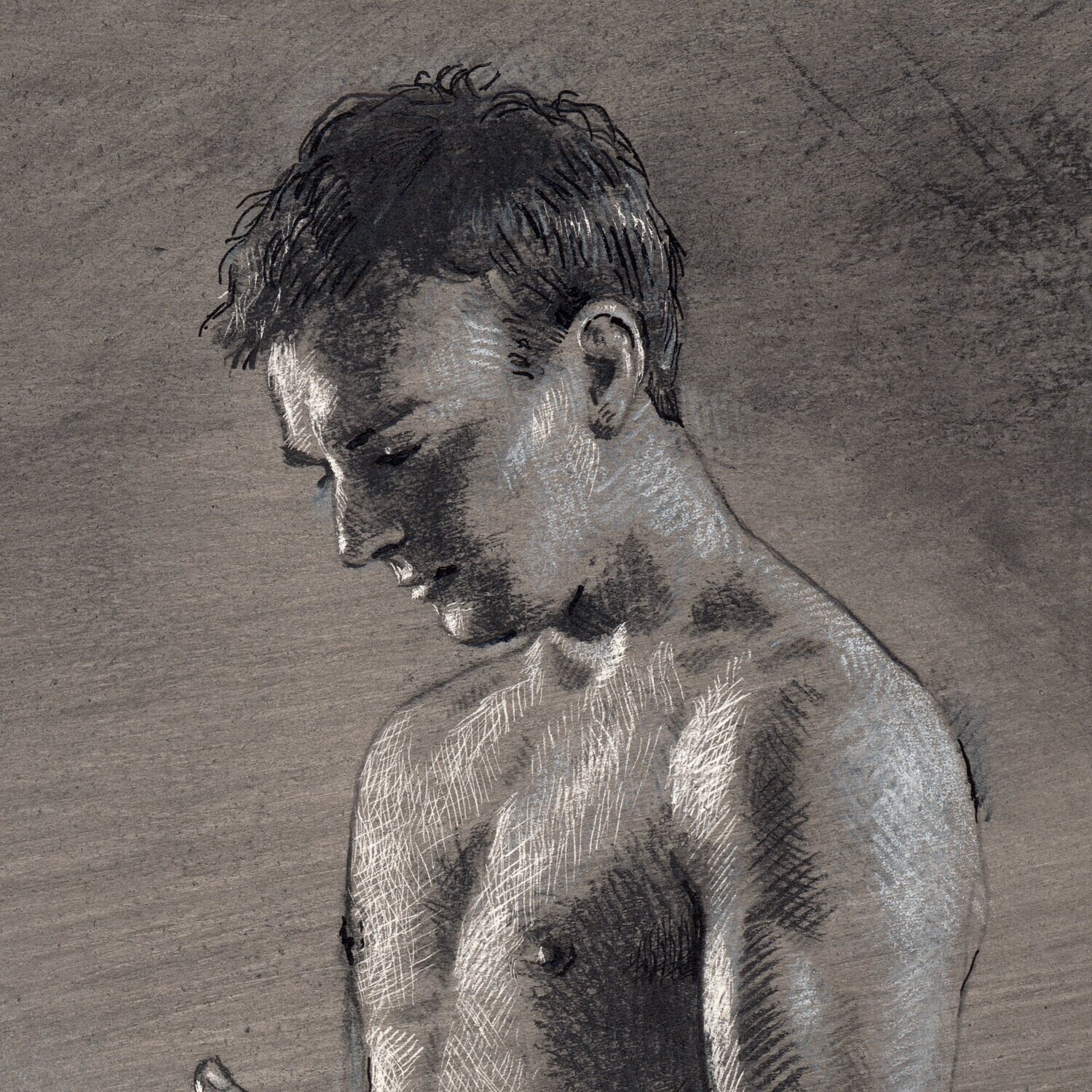 "The Ponderer" | Original Grisaille Work on Paper | Free Shipping Worldwide