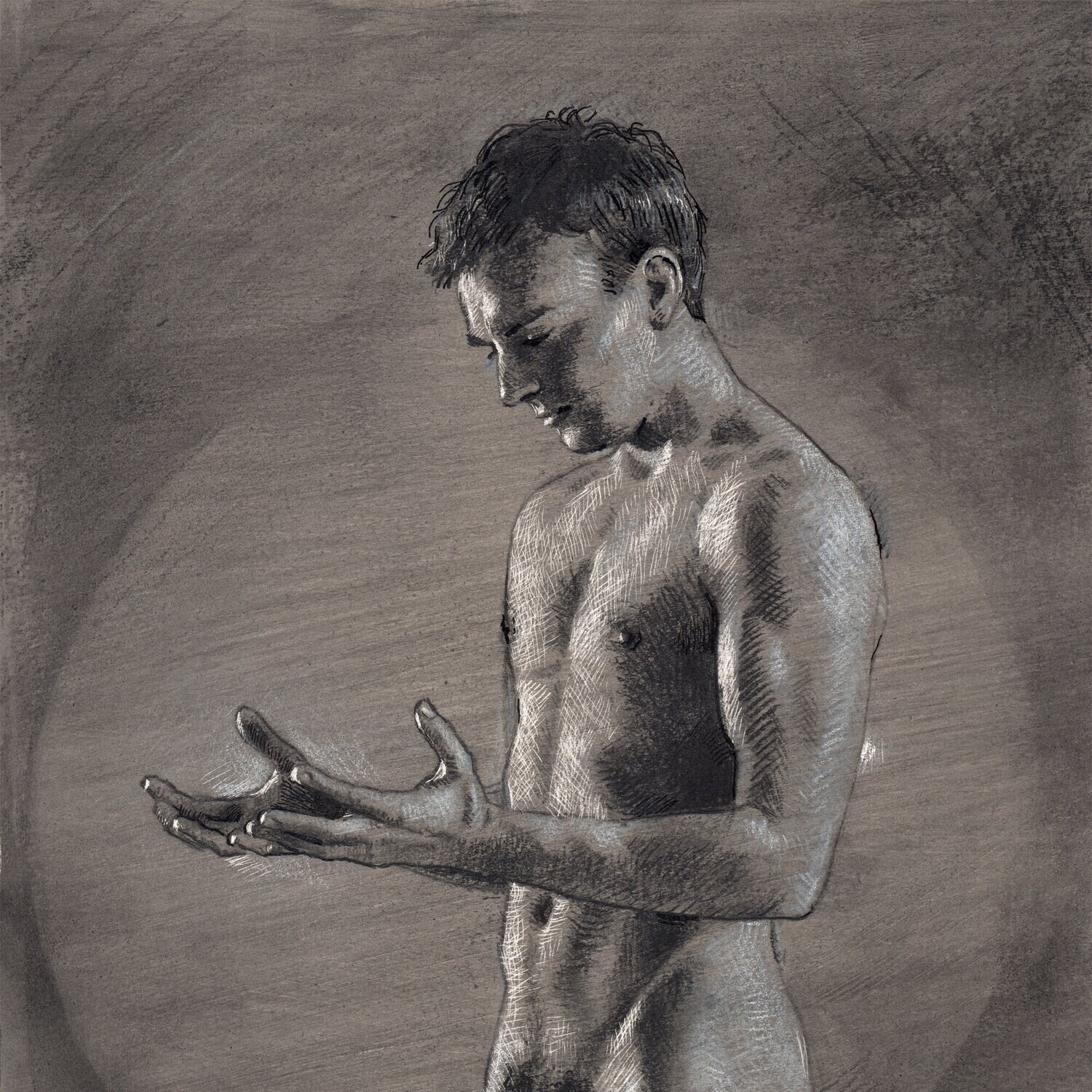 "The Ponderer" | Original Grisaille Work on Paper | Free Shipping Worldwide
