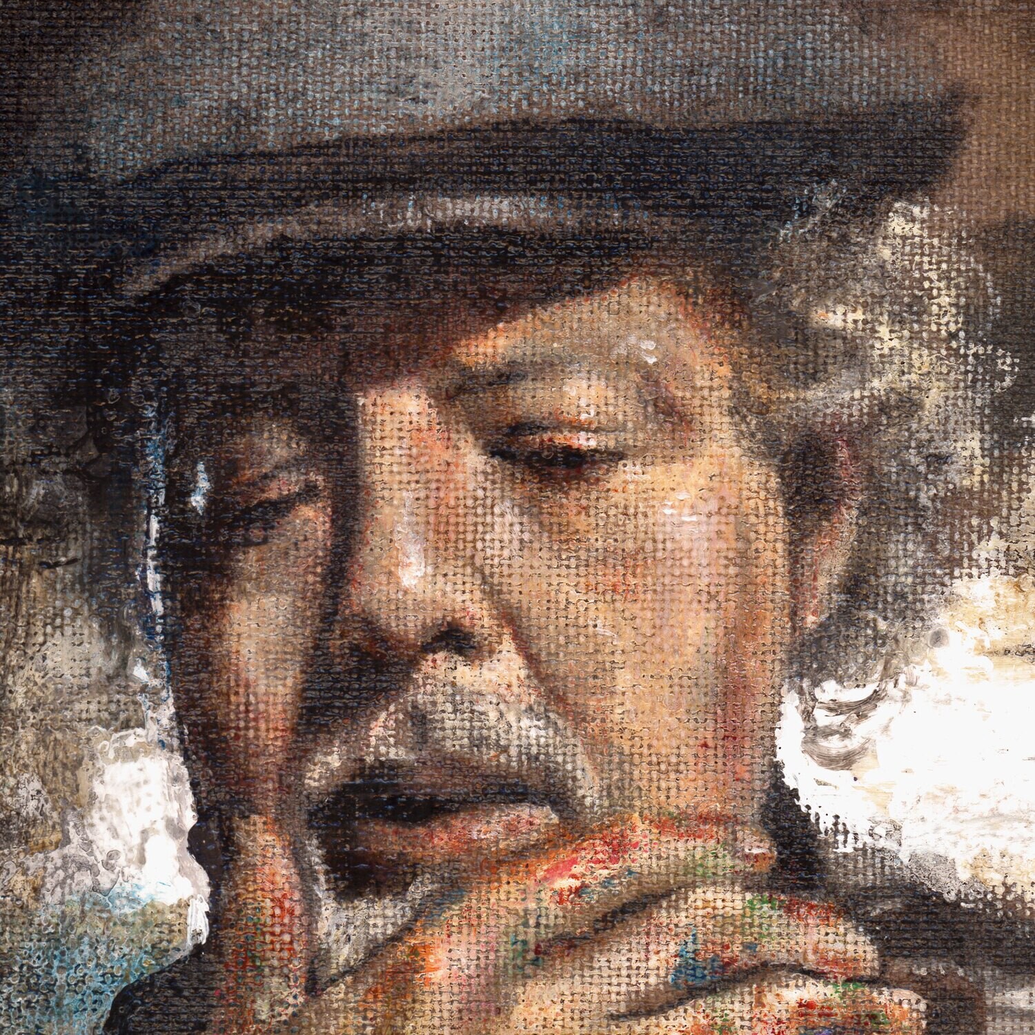 "Self-Portrait" Original Mixed-Media Work on Linen on Board